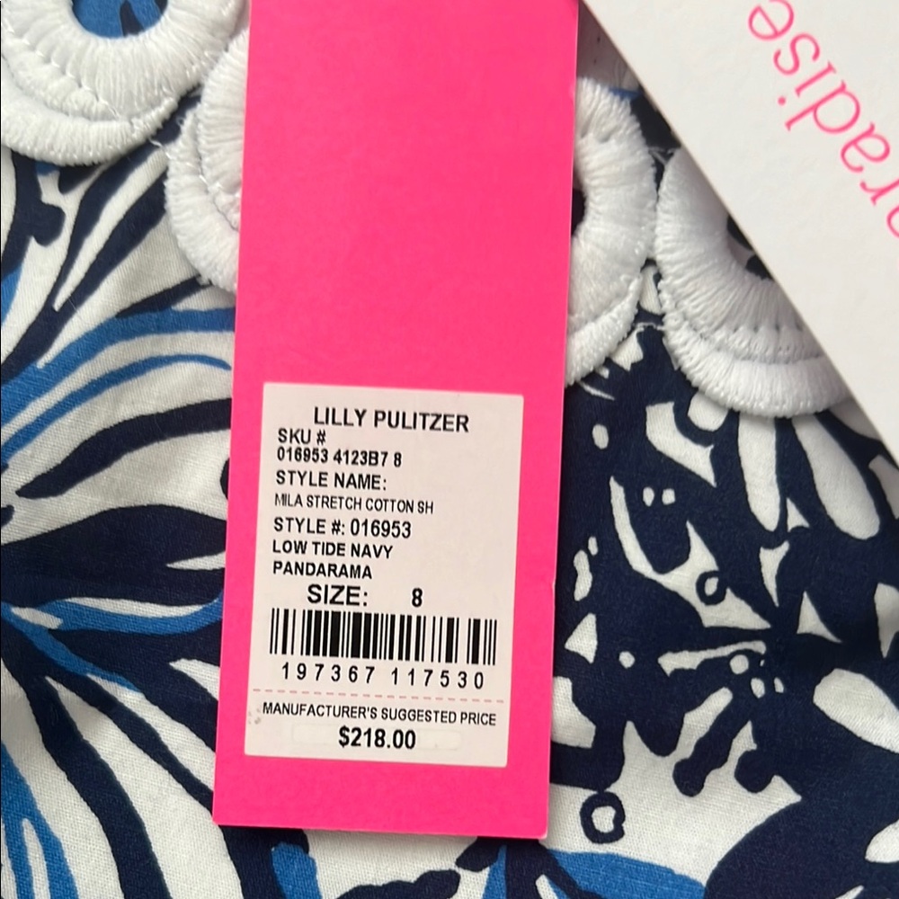 Lilly Pulitzer Blue and White Dress NWT Size 8 - Picture 6 of 6